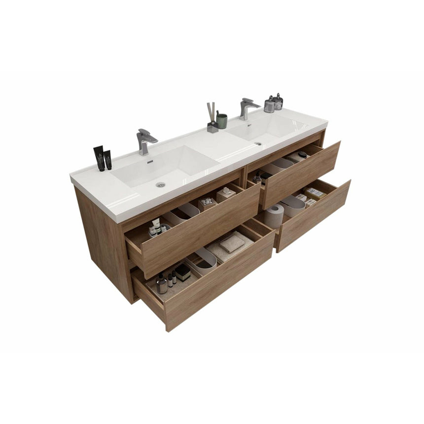 60 inch Sottile Floating Vanity Sink White Oak