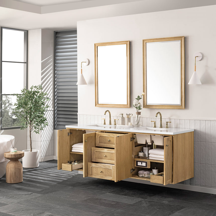 72 inch Essen Floating Vanity Carrara Marble