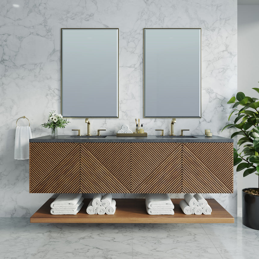 72 inch Leuven Floating Vanity Charcoal Soapstone Top
