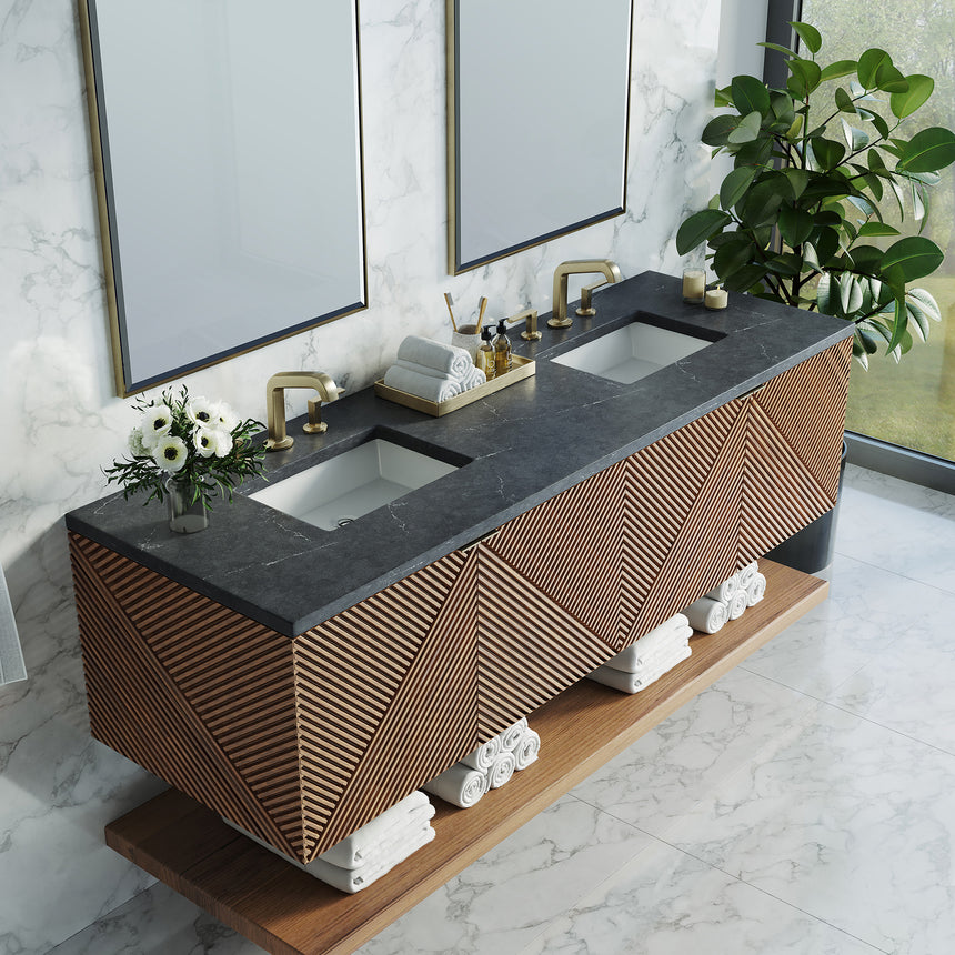 72 inch Leuven Floating Vanity Charcoal Soapstone Top