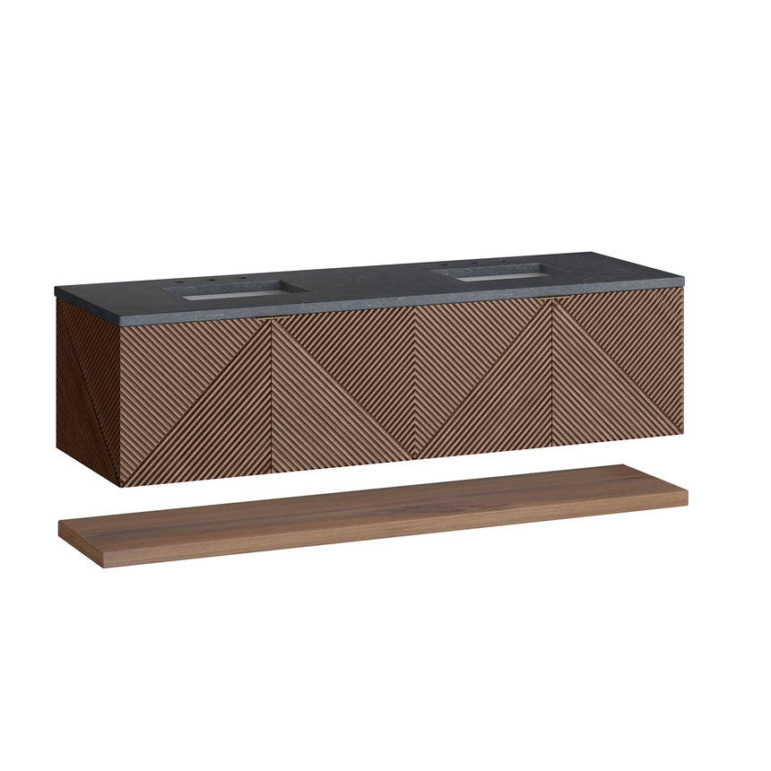 72 inch Leuven Floating Vanity Charcoal Soapstone Top