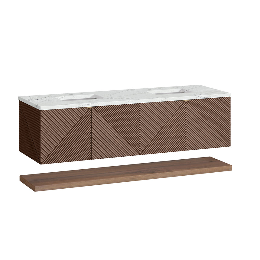 72 inch Leuven Floating Vanity Charcoal Soapstone Top