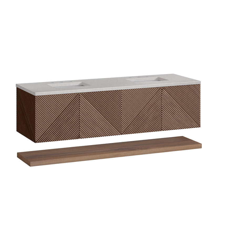 72 inch Leuven Floating Vanity Charcoal Soapstone Top