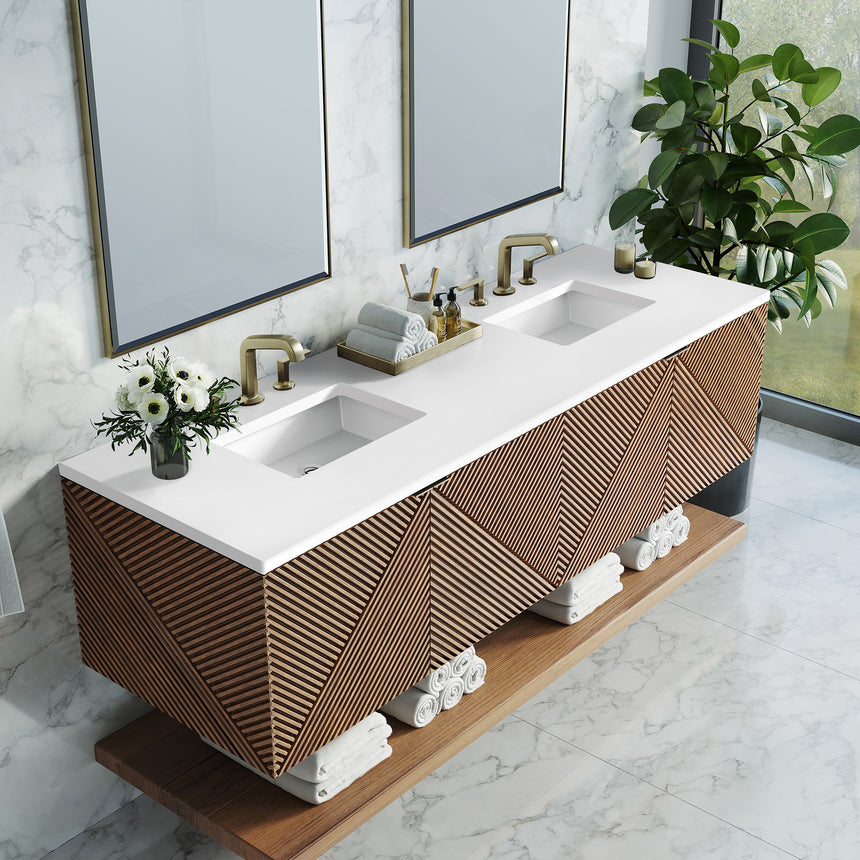 72 inch Leuven Floating Vanity Charcoal Soapstone Top