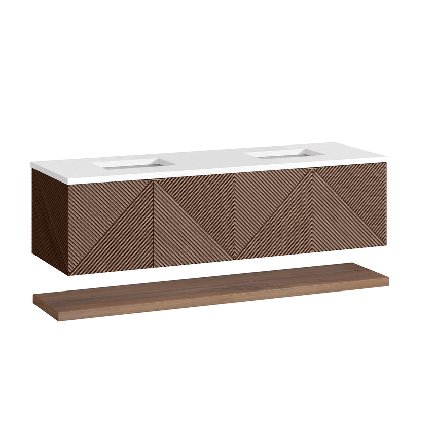 72 inch Leuven Floating Vanity Charcoal Soapstone Top