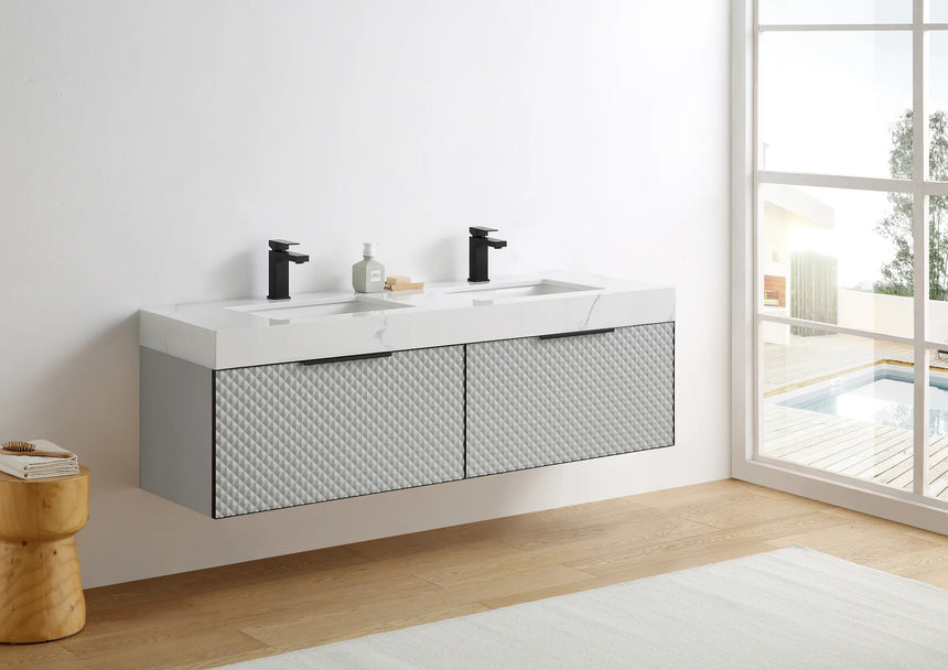 60 inch San Carlos Floating Vanity Silver