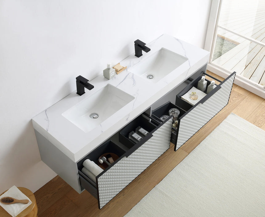 60 inch San Carlos Floating Vanity Silver