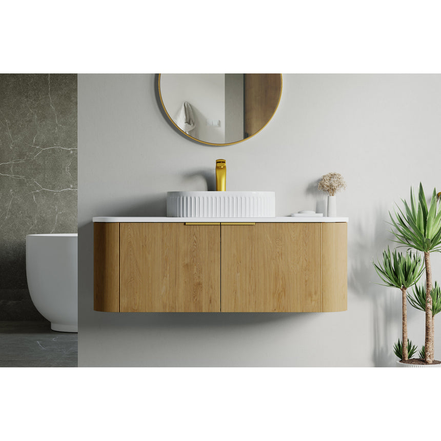 48 inch Bellezza Floating Vanity Oak Vessel