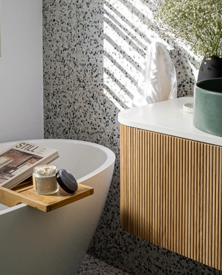 48 inch Bellezza Floating Vanity Oak Vessel