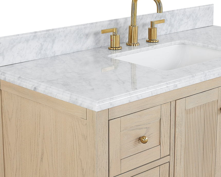 48 inch Chivery Modern Vanity in Light Oak Finish