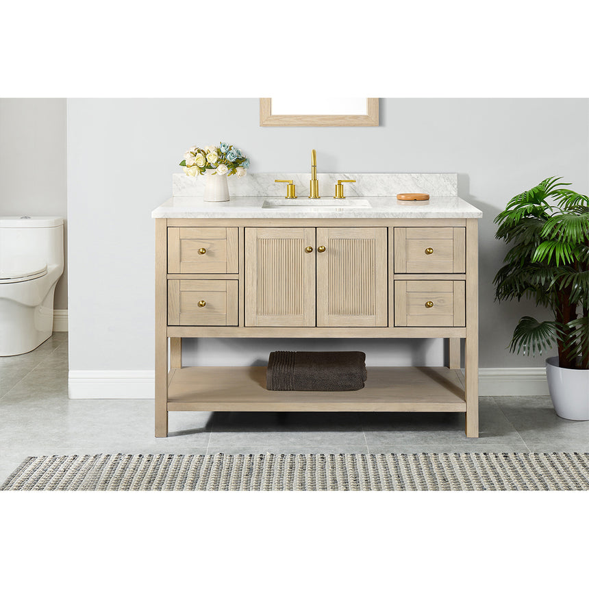 48 inch Chivery Modern Vanity in Light Oak Finish