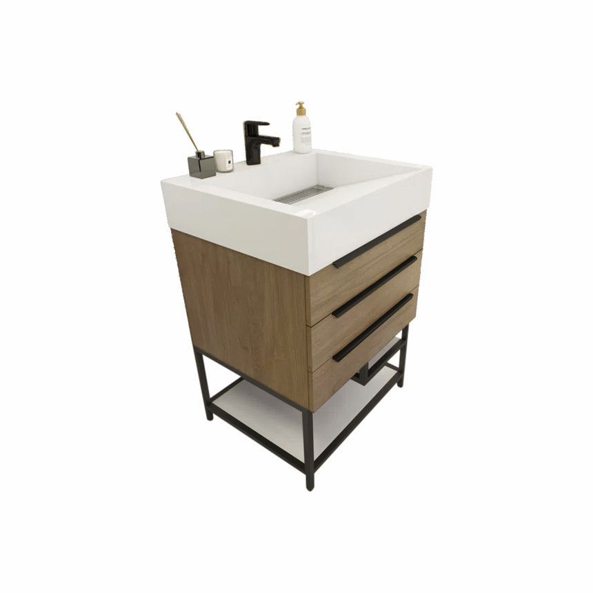 FS 60D inch Breton Floating Vanity White Oak Clear