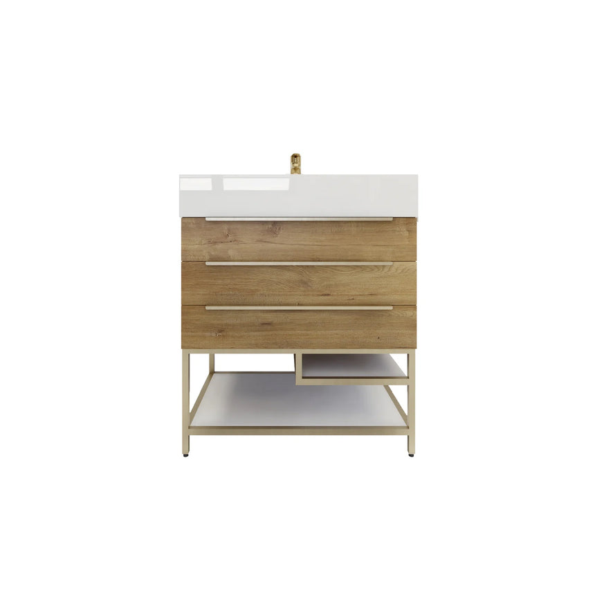 FS 60D inch Breton Floating Vanity White Oak Clear