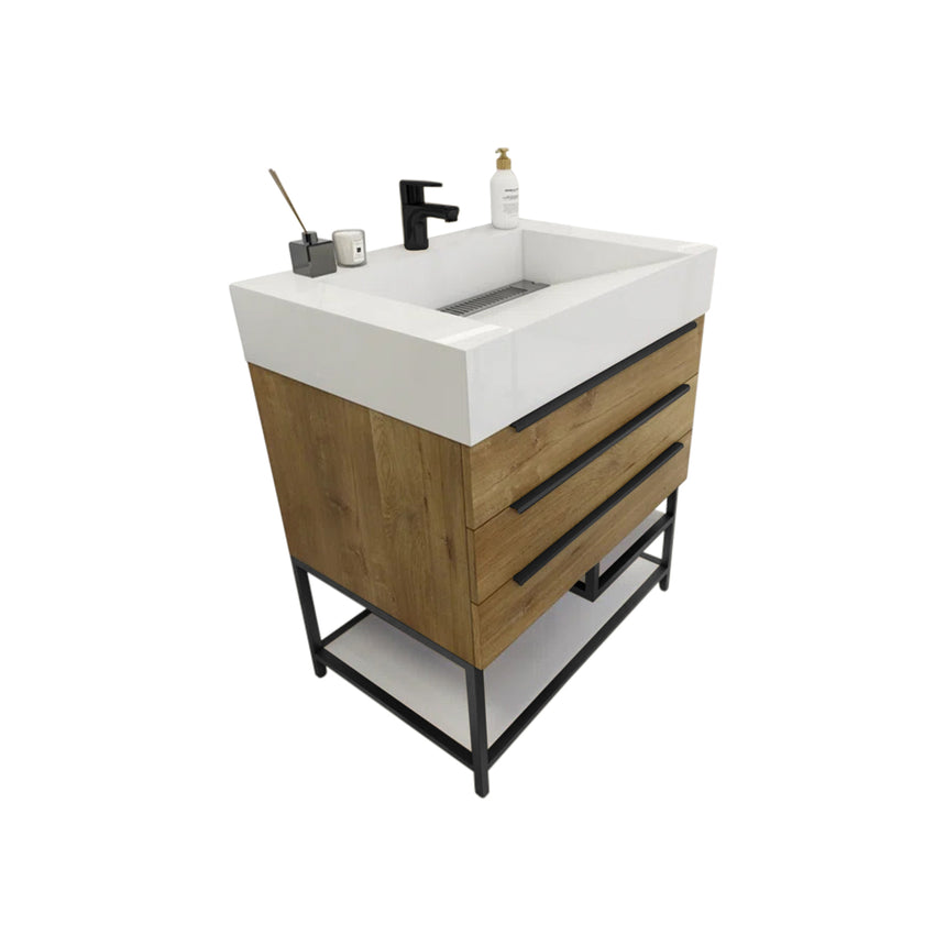 FS 60D inch Breton Floating Vanity White Oak Clear