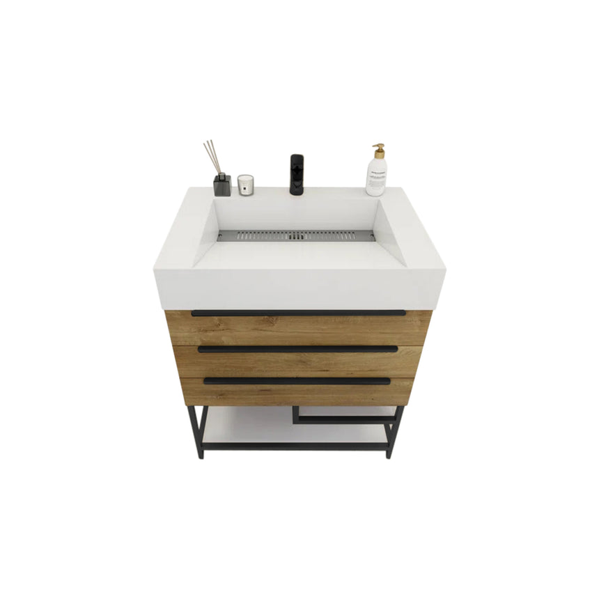 FS 60D inch Breton Floating Vanity White Oak Clear