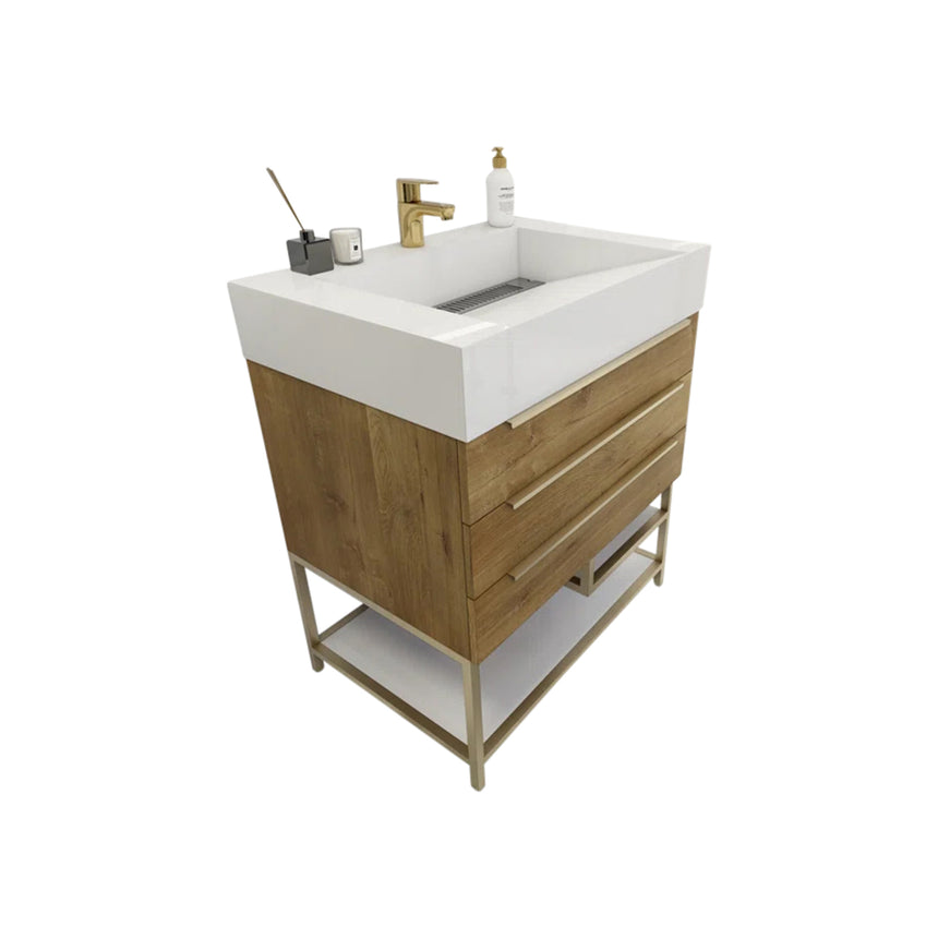 FS 60D inch Breton Floating Vanity White Oak Clear