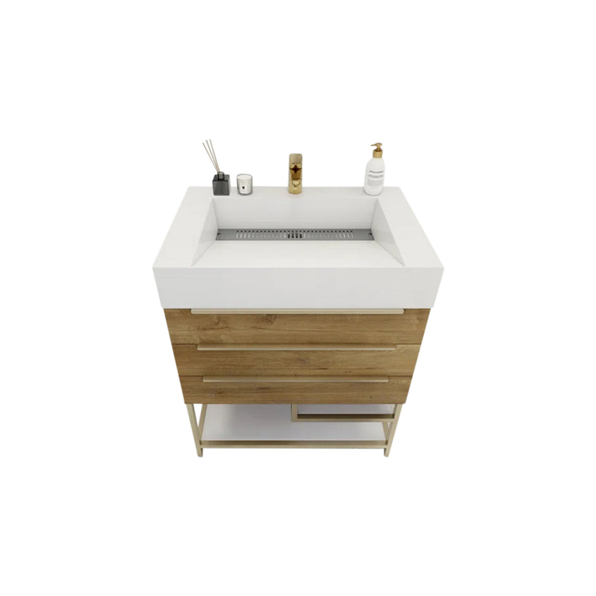 FS 60D inch Breton Floating Vanity White Oak Clear