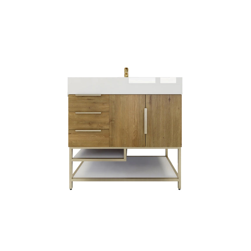 FS 60D inch Breton Floating Vanity White Oak Clear