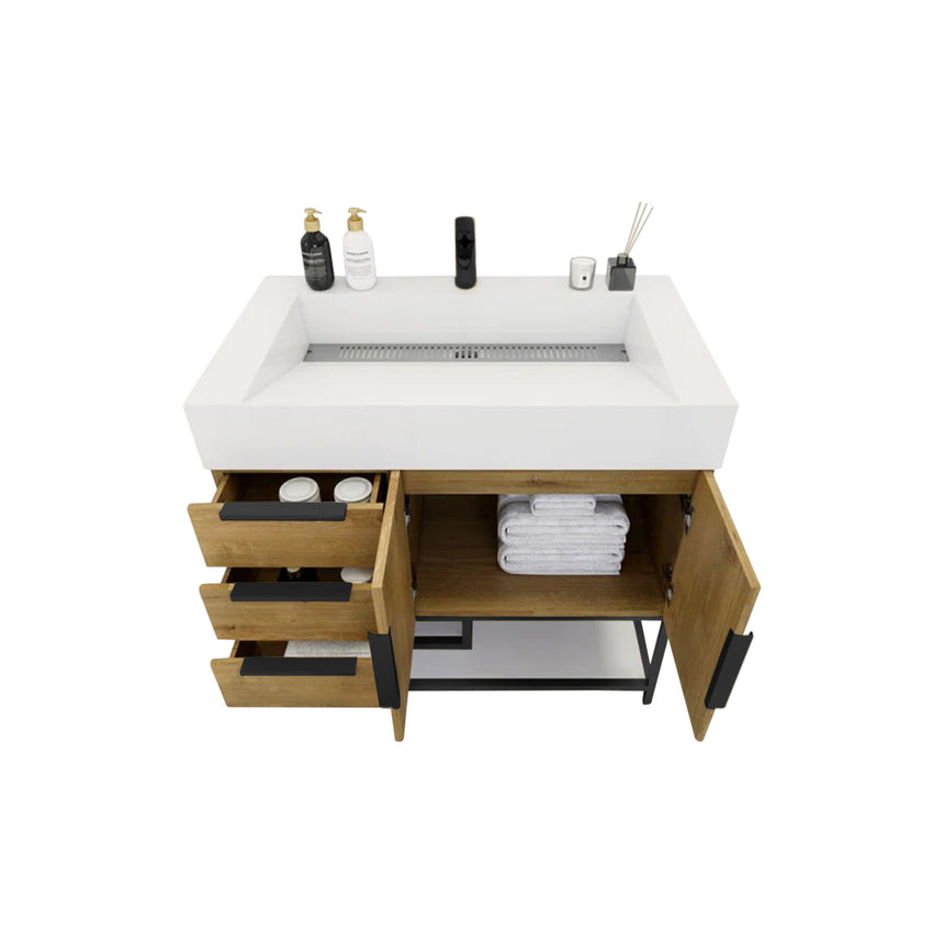 FS 60D inch Breton Floating Vanity White Oak Clear