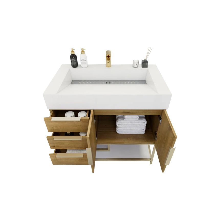 FS 60D inch Breton Floating Vanity White Oak Clear
