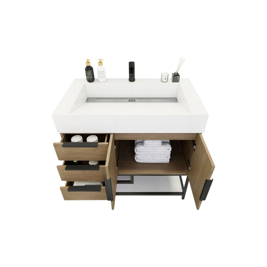 FS 60D inch Breton Floating Vanity White Oak Clear