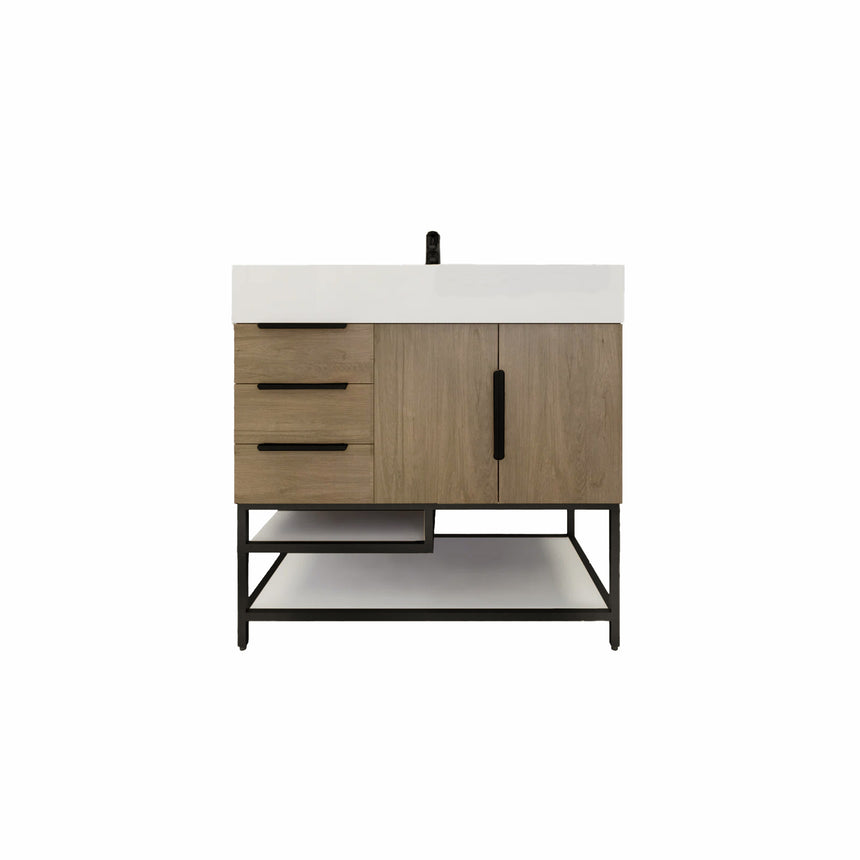 FS 60D inch Breton Floating Vanity White Oak Clear