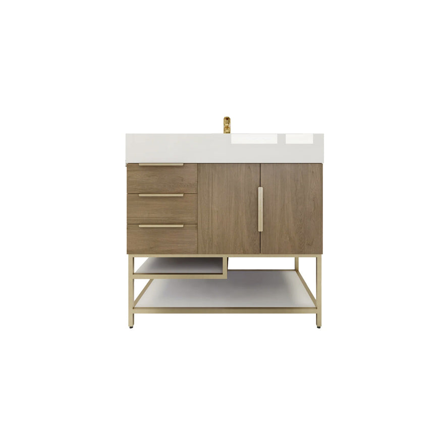 FS 60D inch Breton Floating Vanity White Oak Clear