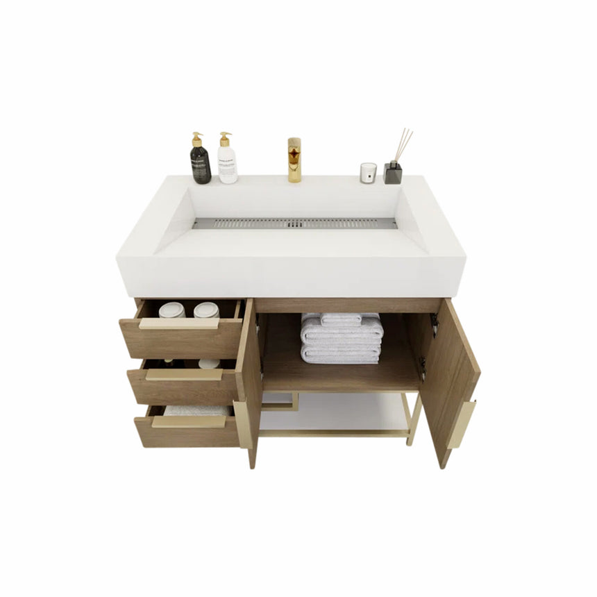 FS 60D inch Breton Floating Vanity White Oak Clear