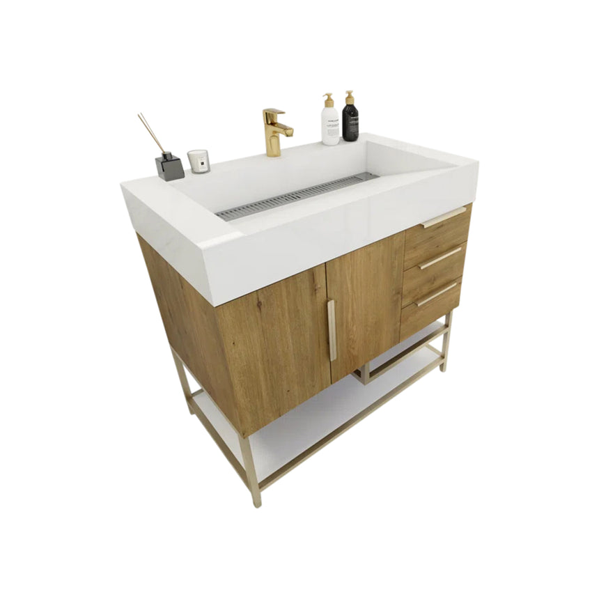 FS 60D inch Breton Floating Vanity White Oak Clear
