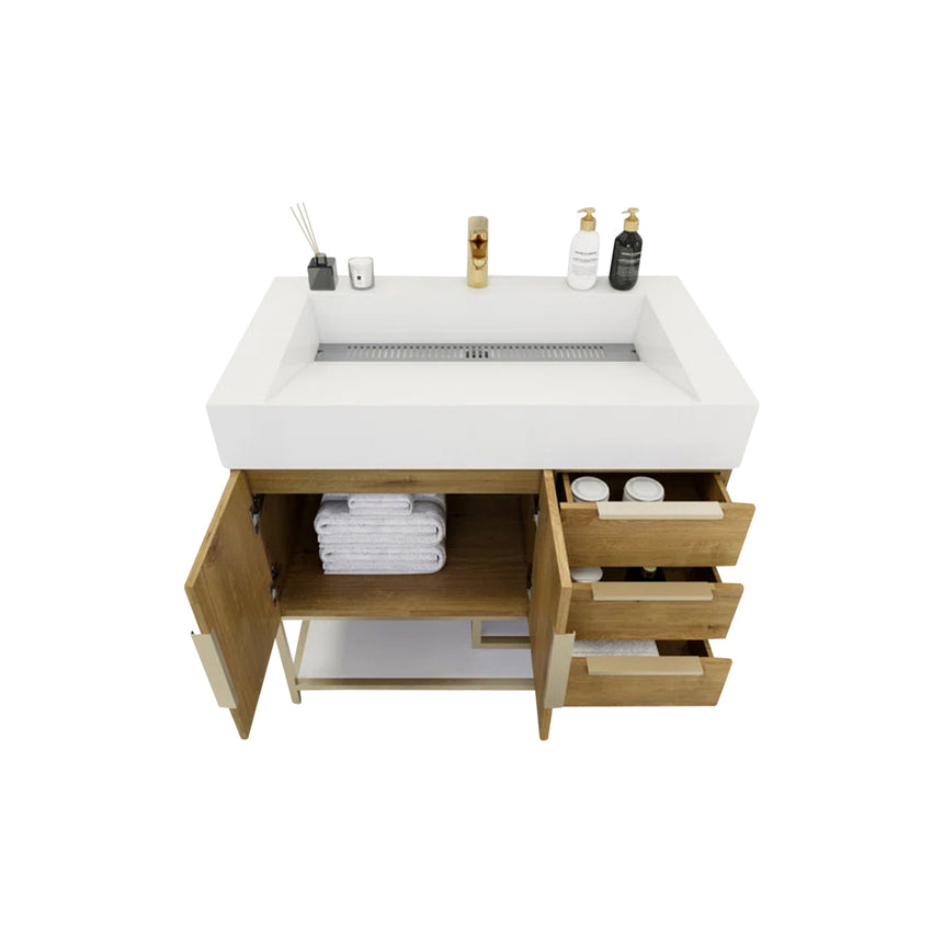 FS 60D inch Breton Floating Vanity White Oak Clear