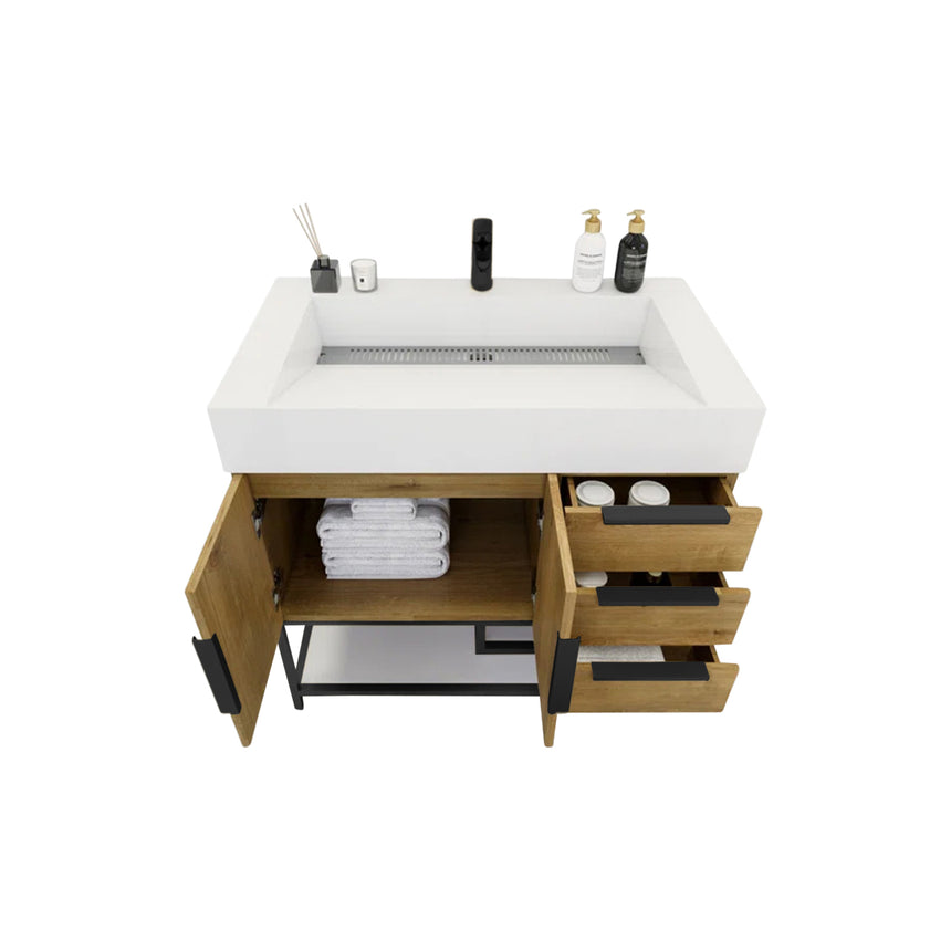 FS 60D inch Breton Floating Vanity White Oak Clear