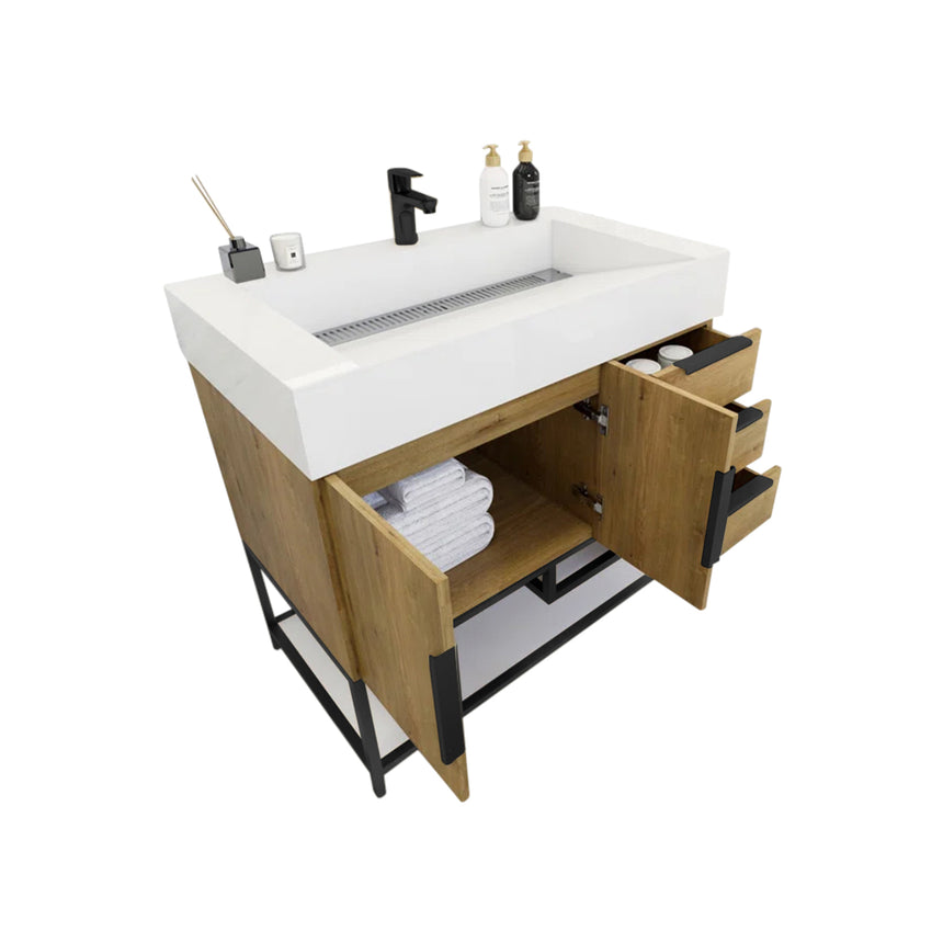 FS 60D inch Breton Floating Vanity White Oak Clear