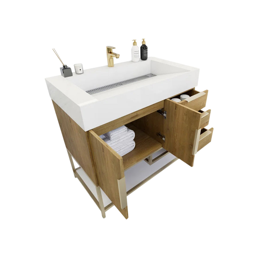 FS 60D inch Breton Floating Vanity White Oak Clear