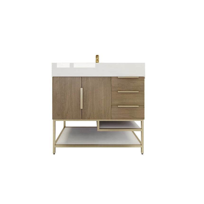 FS 60D inch Breton Floating Vanity White Oak Clear
