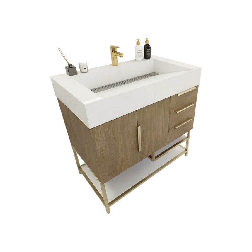 FS 60D inch Breton Floating Vanity White Oak Clear
