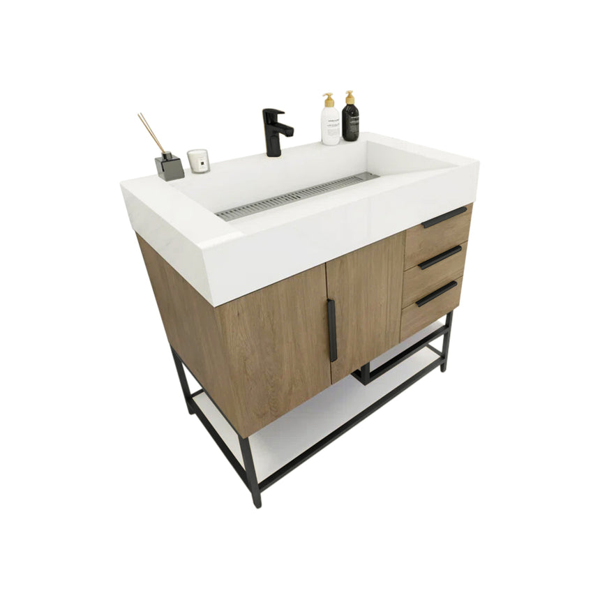 FS 60D inch Breton Floating Vanity White Oak Clear