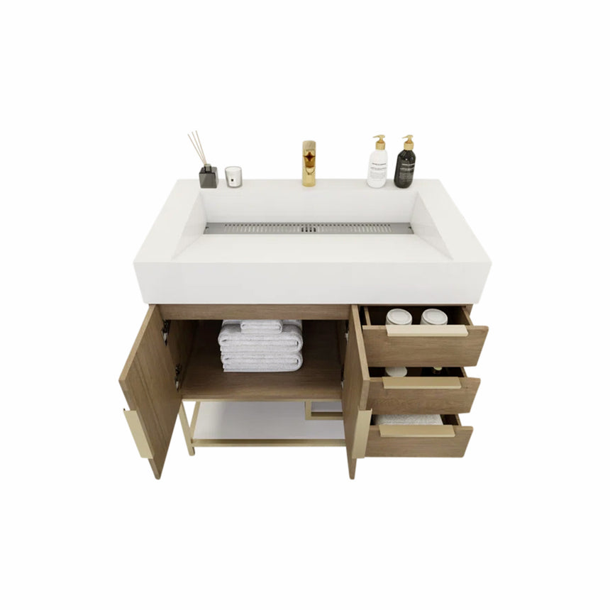 FS 60D inch Breton Floating Vanity White Oak Clear