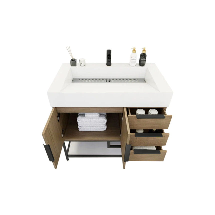 FS 60D inch Breton Floating Vanity White Oak Clear