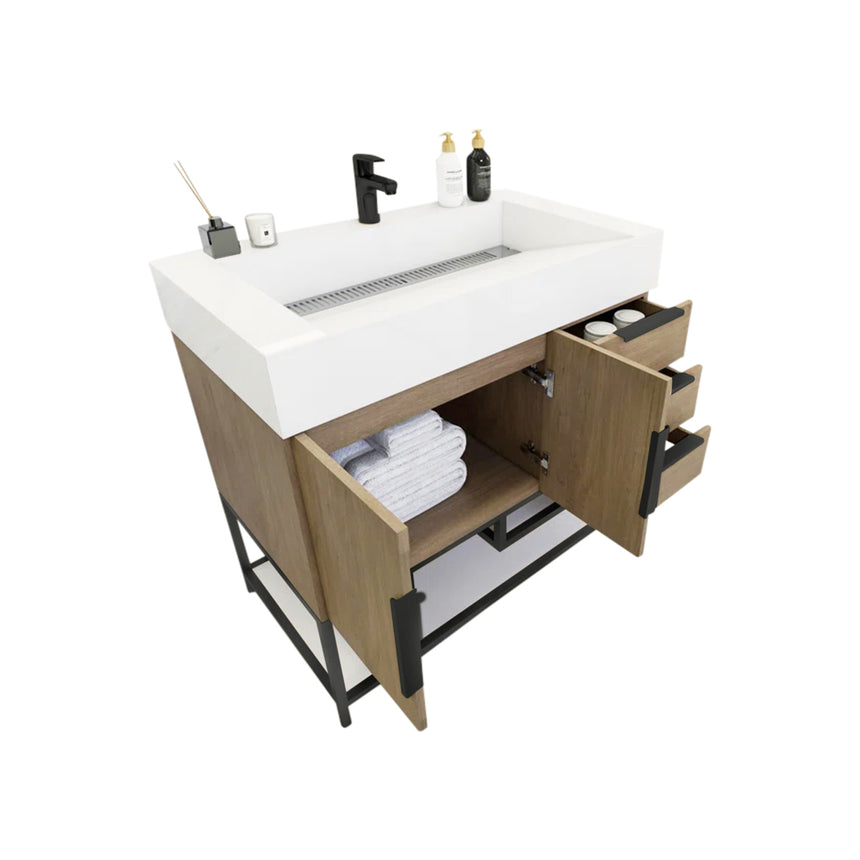 FS 60D inch Breton Floating Vanity White Oak Clear