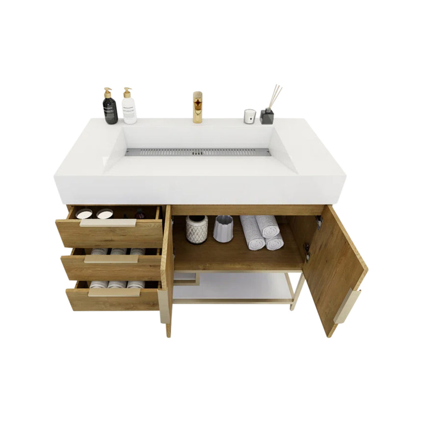FS 60D inch Breton Floating Vanity White Oak Clear