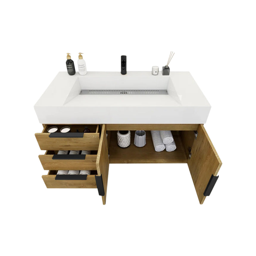 FS 60D inch Breton Floating Vanity White Oak Clear