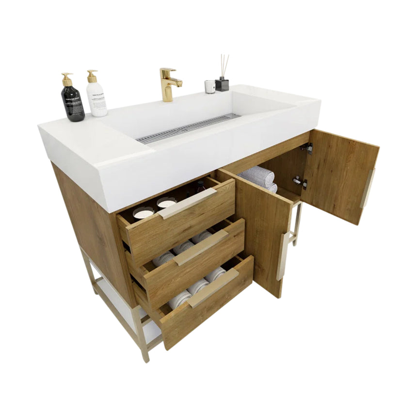 FS 60D inch Breton Floating Vanity White Oak Clear