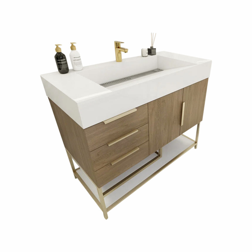 FS 60D inch Breton Floating Vanity White Oak Clear