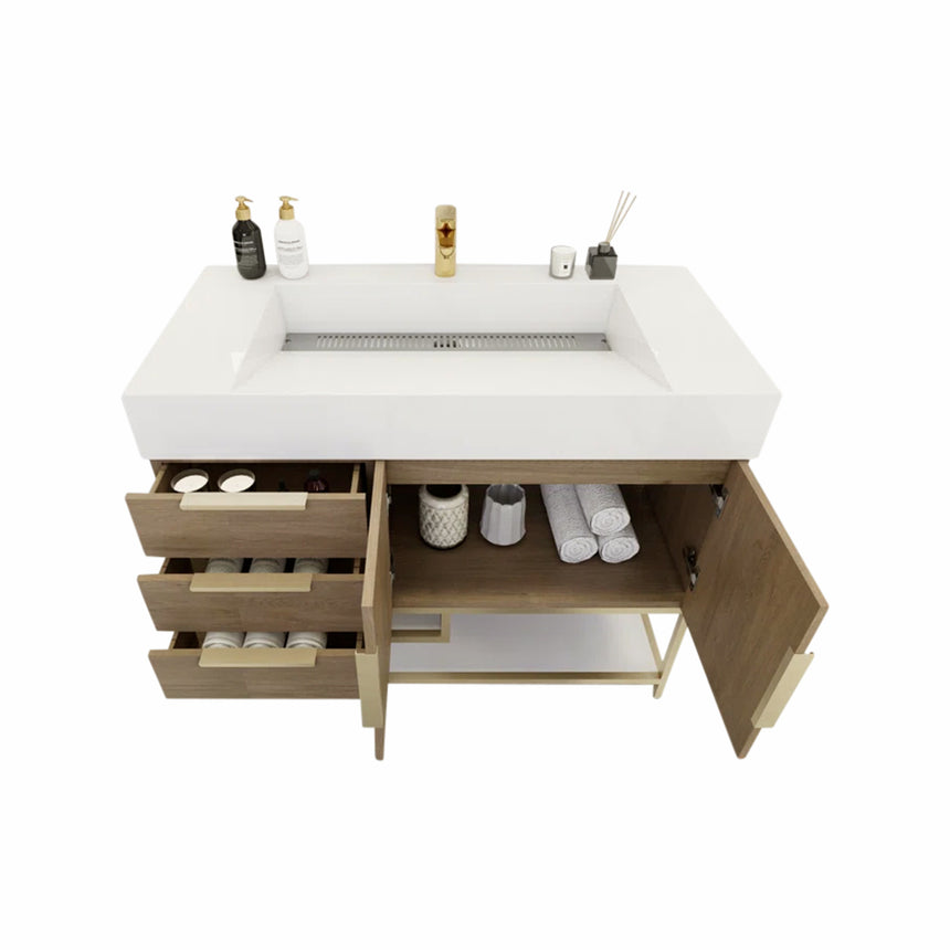 FS 60D inch Breton Floating Vanity White Oak Clear