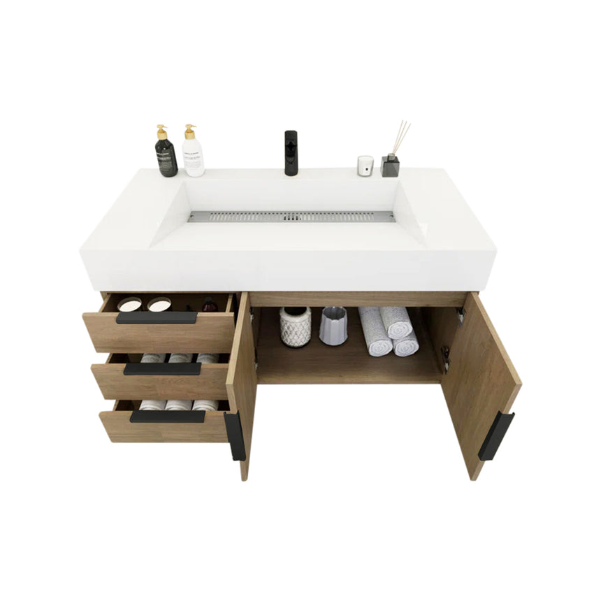 FS 60D inch Breton Floating Vanity White Oak Clear