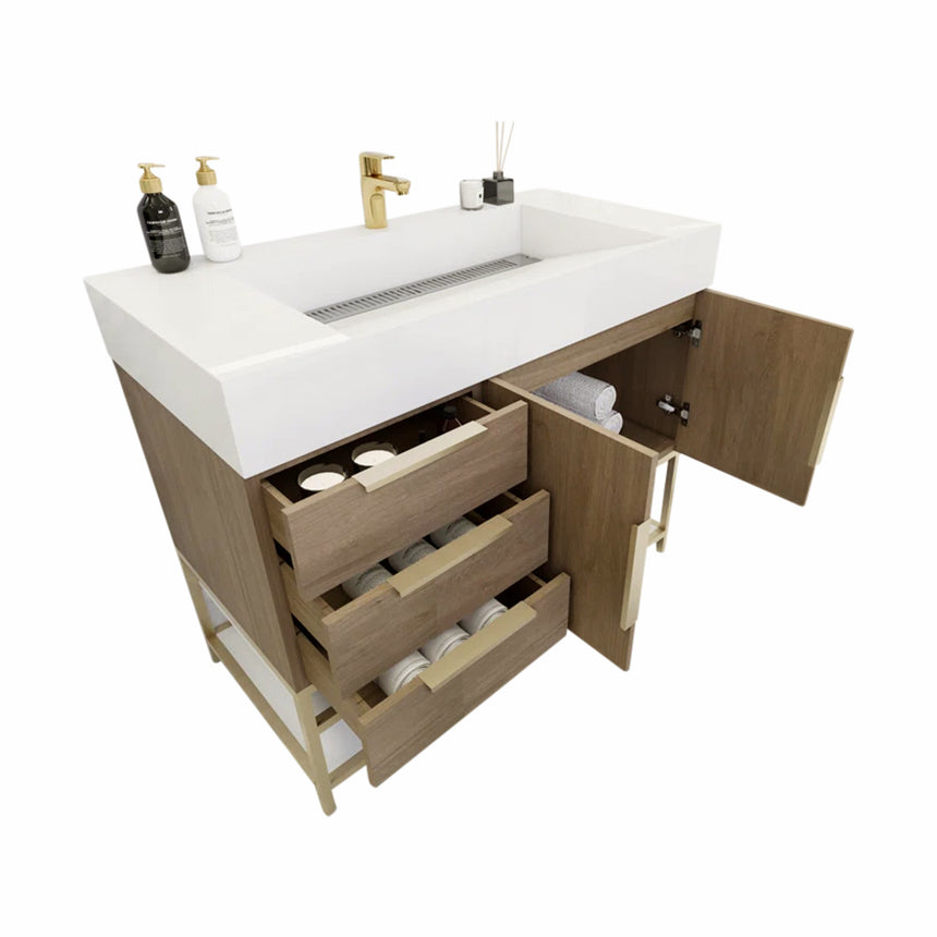 FS 60D inch Breton Floating Vanity White Oak Clear