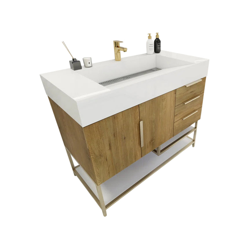 FS 60D inch Breton Floating Vanity White Oak Clear