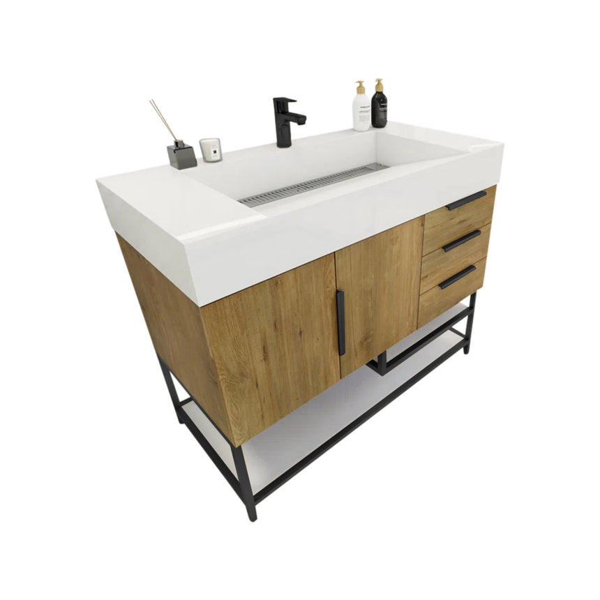 FS 60D inch Breton Floating Vanity White Oak Clear