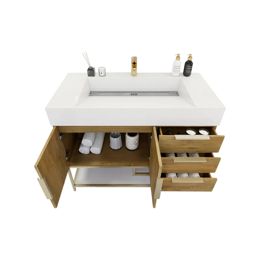 FS 60D inch Breton Floating Vanity White Oak Clear
