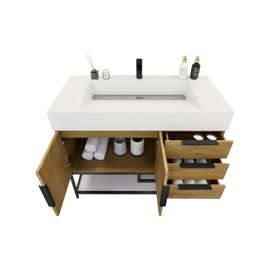 FS 60D inch Breton Floating Vanity White Oak Clear